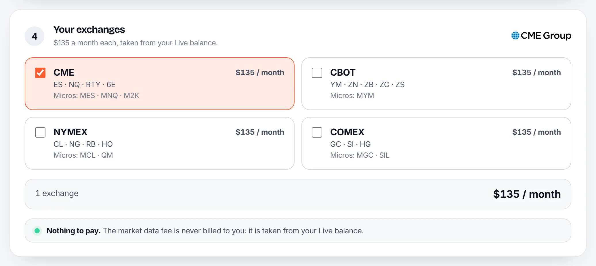 The exchanges step of the Live application